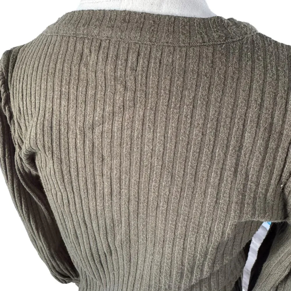 Madewell Ribbed Olive Green Sweater Cozy Knit Top Viscose Soft Relaxed Fit Small